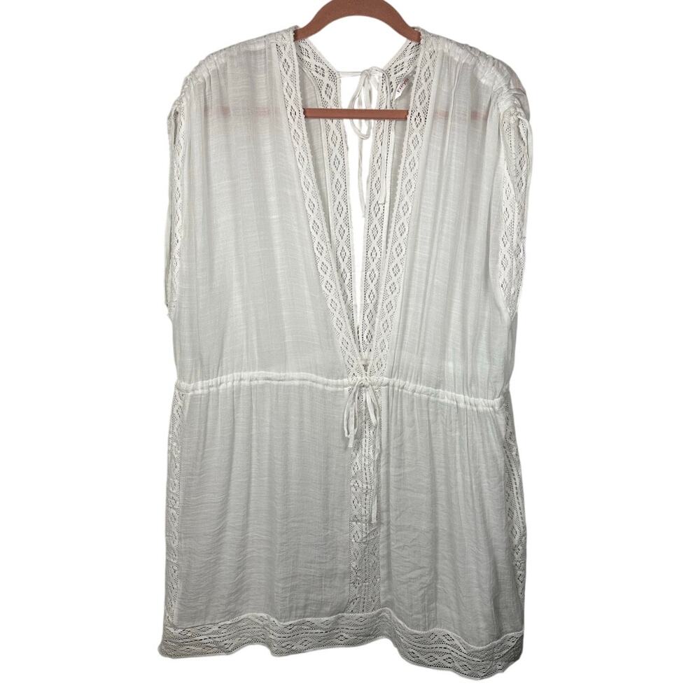Freya White Lace Trim Swimsuit Cover-Up Women's Medium